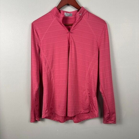 Callaway Tops - Callaway  Opti-Dri 1/4 Zip Pink Womens Long Sleeve Pullover Golf Outdoors Large
